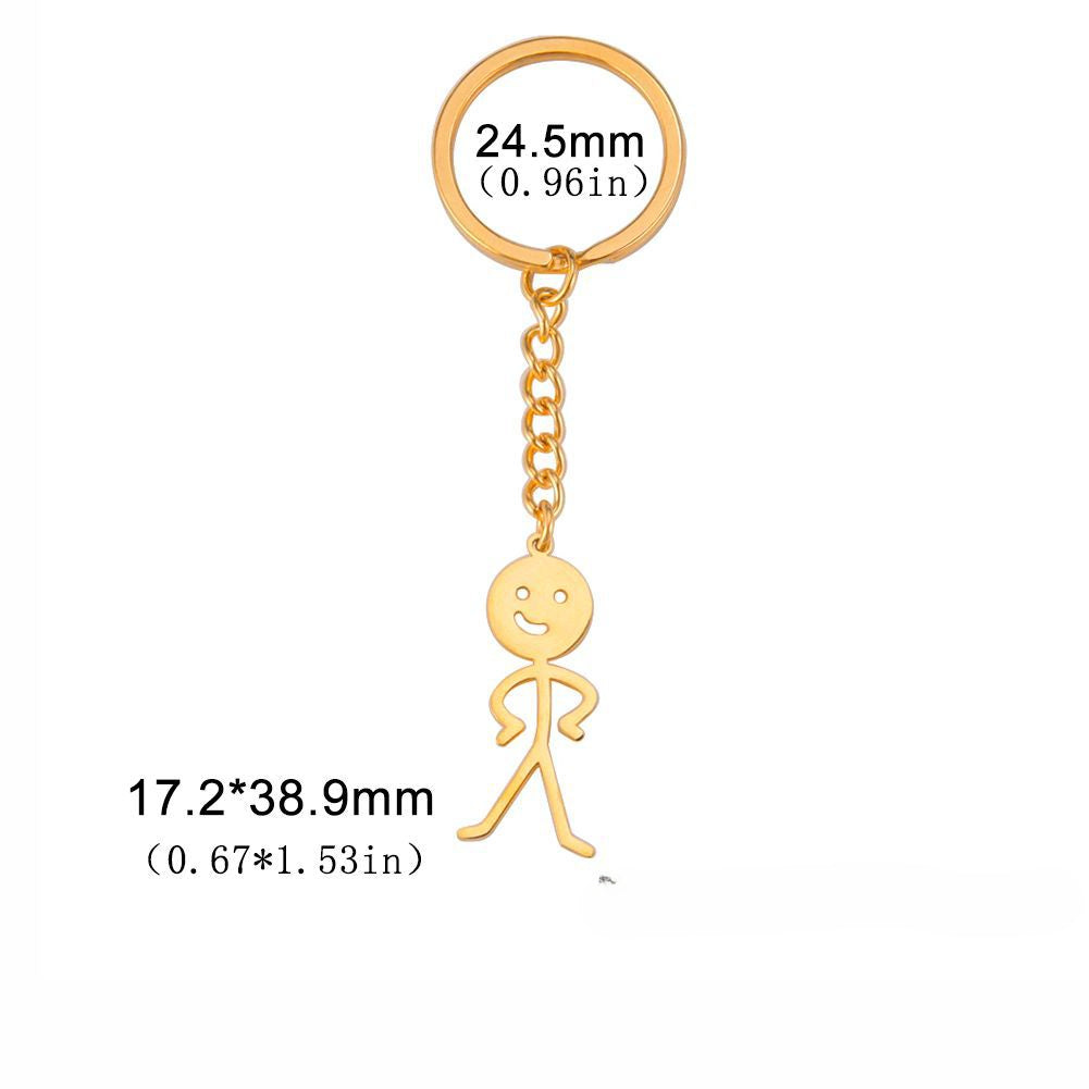 Wholesale Titanium Steel Cut Smooth Akimbo Figurine Keychain